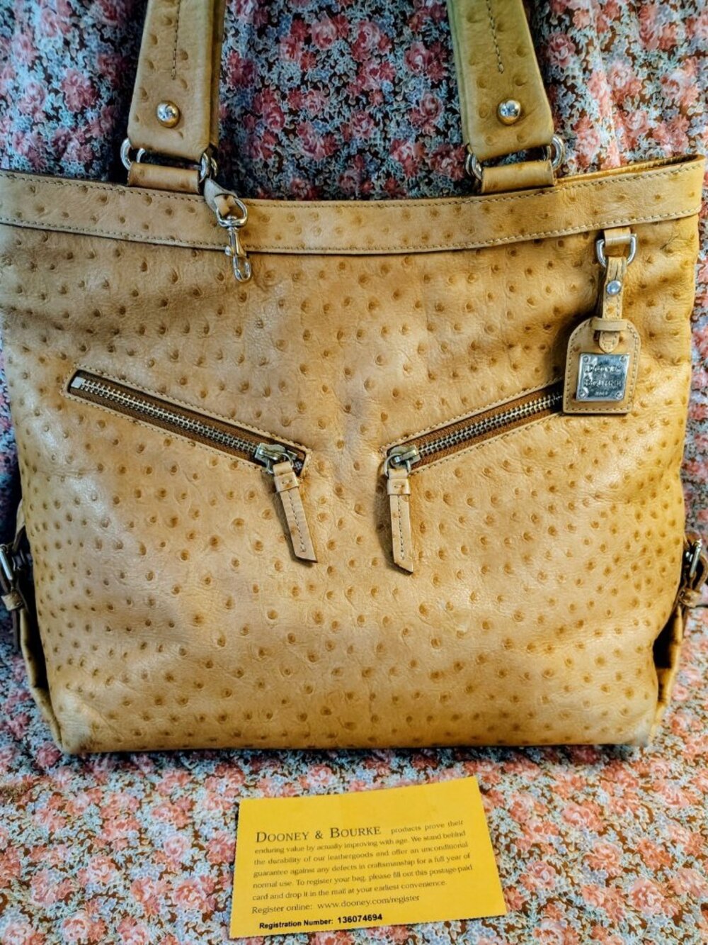 Dooney And Bourke Ostrich Leather Large Hobo Bag